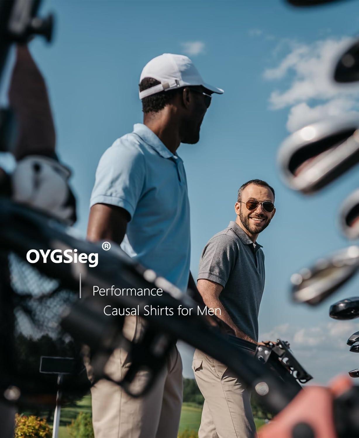 image:imageOYGSieg 5 Pack Polo Shirts for Men Quick Dry Short Sleeve TShirts Performance Mens Golf Shirts for Work AthleticGray2 BlackBlueWhite