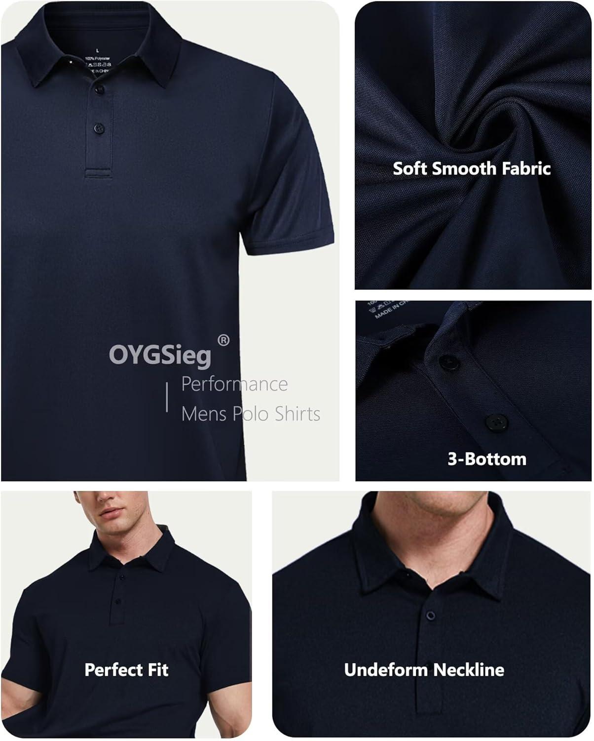 image:imageOYGSieg 5 Pack Polo Shirts for Men Quick Dry Short Sleeve TShirts Performance Mens Golf Shirts for Work AthleticGray2 BlackBlueWhite
