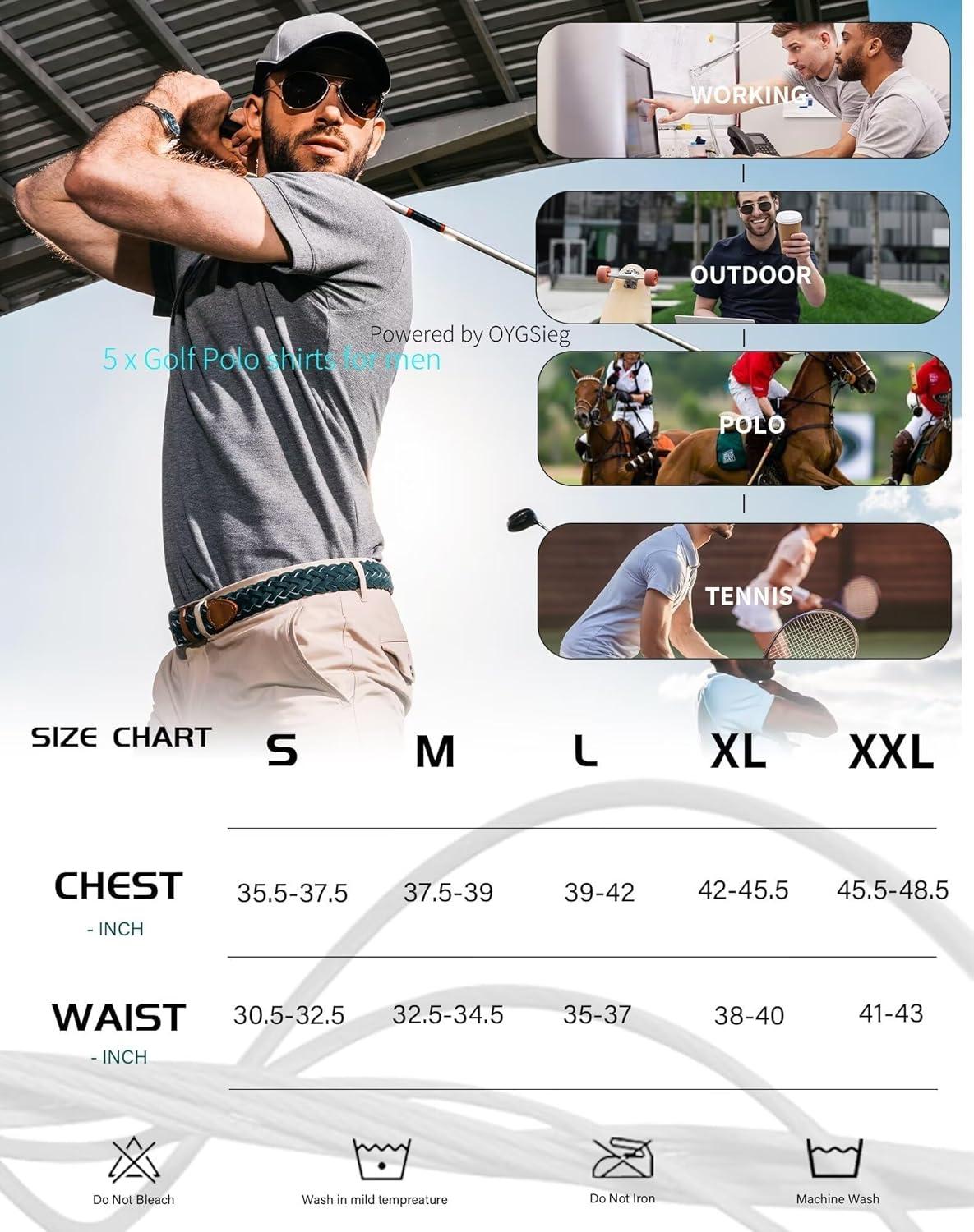 image:imageOYGSieg 5 Pack Polo Shirts for Men Quick Dry Short Sleeve TShirts Performance Mens Golf Shirts for Work AthleticSetc