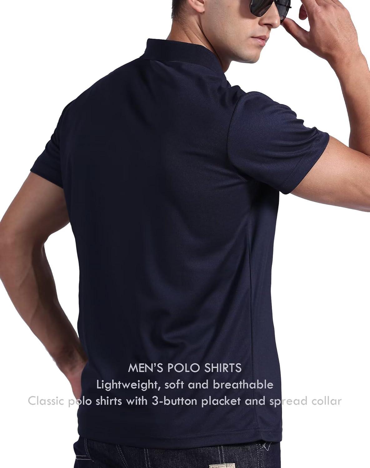 image:imageOYGSieg 5 Pack Polo Shirts for Men Quick Dry Short Sleeve TShirts Performance Mens Golf Shirts for Work AthleticSetc